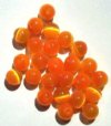 25 8mm Round Orange Fiber Optic Cats Eye Beads